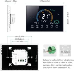Wifi-thermostaat voor gasketel, bediening via spraakapp, lcd-display met achtergrondverlichting, vochtigheids- en uv-weergave, programmeerbare thermostaat compatibel met — thumbnail 3