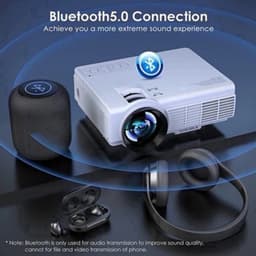 Yowhick - Beamer - Projector Beamer - Mini Meamer - 1080P - Automatische focus - met WiFi - 5G+2.4G Wireless Connection - Wit — thumbnail 4