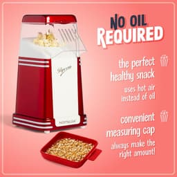 Popcornmachine Hetelucht - Gezonde Snackmaker - Snacks Maken - Olievrij Poppen - 19 Liter - Rood — thumbnail 4