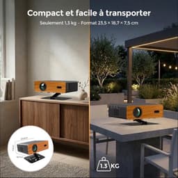 Beamer Draagbaar - 1080P Full HD 450 ANSI Lumen - Dolby Audio 5W - WiFi 6 Bluetooth 5.1 - Voor Thuisbioscoop Gaming Presentaties — thumbnail 3
