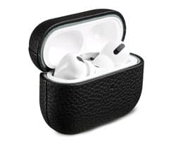 Accezz Echt Leren Case - Hoesje geschikt voor AirPods Pro 2 / Pro 2 (2022) - Zwart