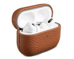Accezz Echt Leren Case - Hoesje geschikt voor AirPods Pro 2 / Pro 2 (2022) - Cognac
