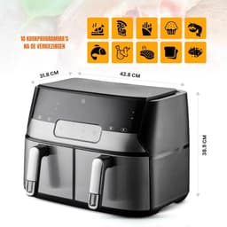 MMP® Dubbele Airfryer - Heteluchtfriteuse - Duo Airfryer - 9 L - 35x39x31cm - Zwart — thumbnail 8