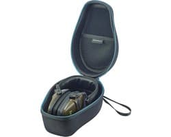 Earmuff Case voor Veilig Transport en Opberging van Oorkappen - Robuuste Beschermende Tas in Zwart-Blauw