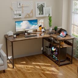 COMHOMA - Schrijftafel met Plank - Hoekbureau met USB en Stopcontact - 120 cm — thumbnail 3