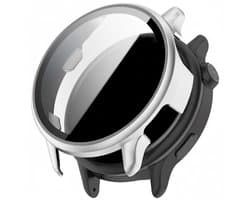 Screenprotector case - geschikt voor Garmin Vivoactive 6 - full cover hoesje - gehard glas - volledige bescherming - zilver