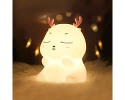 Oplaadbaar nachtlampje voor kinderen, nachtlampje voor baby's, nachtlampje met 7 led-kleuren voor meisjes, bedlampje met siliconen touch voor kinderen en volwassenen, kamerdecoratie voor pasgeborenen (hert).