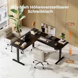 Elektrisch In Hoogte Verstelbaar Hoekbureau L-Vormig 160x140 cm – Ergonomisch Sta-Zit Bureau met Geheugenfunctie, Anti-Botsing & Stil Motor – Groot Computertafel voor Thuiskantoor of Werkplek – Zwart – HomeByNicole — thumbnail 4