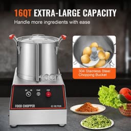 Groente- en fruitsnijder - Elektrische Horeca Multisnijder - 1400 W - 17,62 L Capaciteit - RVS Behuizing - Bediening met Drukknoppen — thumbnail 2