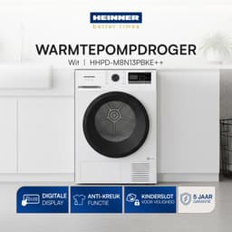 Heinner HHPD-M8N13PBKE++ Warmtepompdroger - 8 kg - 16 Programma’s - LED-display - Anti-kreuk - Trommelverlichting - 5 Jaar Garantie — thumbnail 4