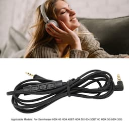 Vervangende kabel met volumeregeling voor hoofdtelefoon, 3,5 mm en 2,5 mm pluggen, 1,2 meter lang. — thumbnail 2