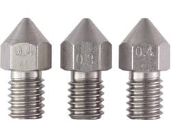 3-delige Precisie Roestvrijstalen 3D-printer Mondstukken voor 1,75 mm Filament