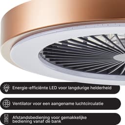 Brilliant Slimline - Plafondventilator - Met verlichting - LED 40W - 3000K-6500K - Dimbaar - Zwart met Goudenrand - Zeer stil — thumbnail 4