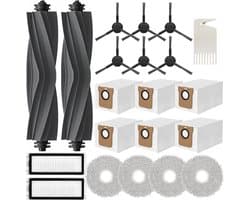 Geschikt voor Dreame L20 Ultra/L20 Ultra Complete accessoireset bevat: 2 rolborstels, 6 stofzakken, 4 dweilpads, 6 zijborstels en 2 filters. Het betreft een reserveonderdelen- en accessoireset geschikt voor robotstofzuigers.