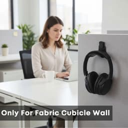 Muur hoofdtelefoon standaard voor kantoor - Ruimtebesparende houder voor bureau en werkdecor - Zwart — thumbnail 3