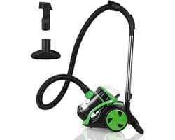 Stofzuiger zonder zak met krachtige zuigkracht en 3 zuigkoppen, ideaal voor tapijt en parket