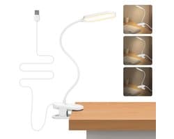 Verstelbare Leeslamp met Klem en 360° Flexibele Arm – LED Tafellamp met 3 Helderheidsstanden voor Thuis en Werk