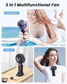 Draagbare Handventilator 4000 mAh - 3-in-1 Multifunctionele Reisventilator met Digitaal Display - Opvouwbare Bureauventilator met 5 Snelheden — thumbnail 4