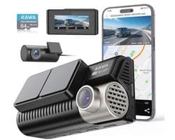 Dashcam 4K met Nachtzicht en GPS, 64GB SD Inclusief, 3,16" IPS Scherm, Continu Opnemen, Parkeerstand 24U