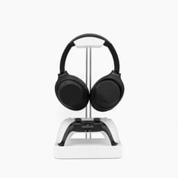 Minimalistische Houten & Metalen Hoofdtelefoonstandaard met Opslag voor Bureau — thumbnail 4