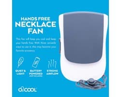 2x Draagbare Ketting Ventilator - Persoonlijke USB Oplaadbare Mini Ventilator met Clip & Standaard - Handenvrij Nekventialtor Grijs