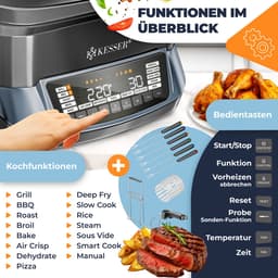 KESSER® Multicooker Airfryer 8L met 16 Kookfuncties Inclusief Stoomkoker, Rijstkoker, Grill Apparaat — thumbnail 9