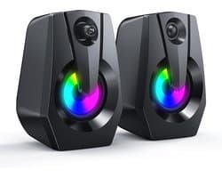 Mini desktop luidsprekers met kleurrijke LED verlichting - 2.0 USB pc luidsprekers