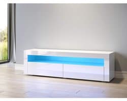 Televisietafel met LED-verlichting en hoogglans afwerking - 155 x 40 x 45 cm