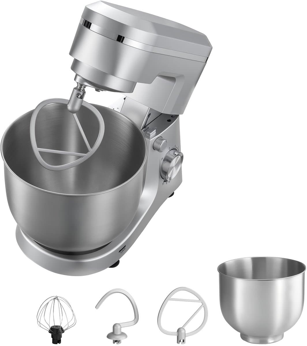 Elektrische Standmixer, 4,2 L en 5,7 L Keukenmixer, 1500W Keukenmixer met 10 Snelheden, Kantelbaar Kopontwerp, Roestvrijstalen Kommen, Deeghaak, Garde en Klopper voor Bakken, Mixen en Kneden — afbeelding 1