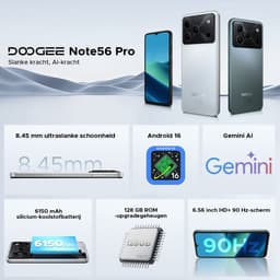 DOOGEE Note 56 Pro - Smartphone - 32GB RAM + 128GB ROM(2TB/TF) - Gemini AI - Android 16 - 6150mAh - 6,56 inch HD + 90Hz - 4G Dual SIM - Gemini AI - OTG - NFC - Face ID - GPS - Wit — thumbnail 5