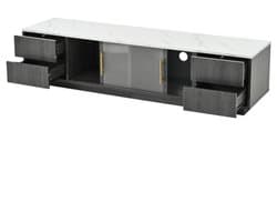160x40x38.5cm kast Tv Meubel Grijs Gemarmerd Blad Kabelbeheer Schubben Push To Open System Woonkamer Luxe Voor 70 Inch Televisie