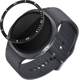 kwmobile Beschermende Ring geschikt voor Samsung Galaxy Watch 8 (44mm) Fitness Tracker - Bezel Ring voor smartwatch - Beschermring voor smartwatch in zwart / zilver. — thumbnail 1