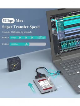 SATA naar USB 3.0 Adapter voor 2.5 inch SSD/HDD - Externe Converter en Kabel — thumbnail 4