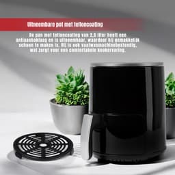 Quvo® Mini airfryer - Airfryer - Airfryer klein - Zwart - ‎25cm x 30cm x 35cm — thumbnail 4