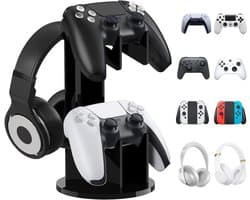 Standaard voor Gamecontroller en Koptelefoon, 2 in 1 Houder voor Spelaccessoires, Zwart.