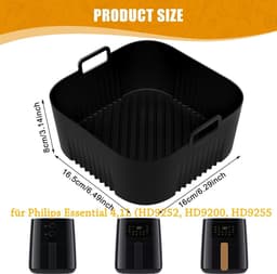 Cosensi - Siliconen bakvorm voor heteluchtfriteuse, 2 stuks accessoires - Geschikt voor Philips Essential 4,1 l - HD9252, HD9200, HD9255 - Hittebestendige bakvorm - Airfryer accessoires duurzaam siliconen. — thumbnail 3