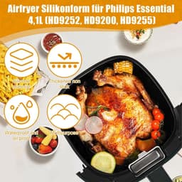 Cosensi - Siliconen bakvorm voor heteluchtfriteuse, 2 stuks accessoires - Geschikt voor Philips Essential 4,1 l - HD9252, HD9200, HD9255 - Hittebestendige bakvorm - Airfryer accessoires duurzaam siliconen. — thumbnail 6