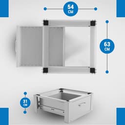 Onderstel Wasmachine en Droger Dubbel met Opberglade - Verhoogd Zwart — thumbnail 3