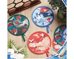 6 Stuks Ronde Opvouwbare Draagbare Ventilator in Japanse Stijl voor Zomerfeesten en Huwelijkscadeaus