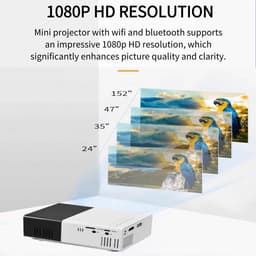 Miniprojector, 1080P Full HD-videoprojector, Draagbare Buitenbioscoopprojector, Hifi-stereoluidsprekers, HDMI, USB, Smartphone, Tablet, Tv-sticks — thumbnail 5
