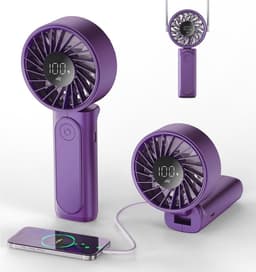 Draagbare Ventilator met USB Oplaadbaar en LCD Display - 180° Opvouwbare Mini Bureauventilator met 6 Windsnelheden — thumbnail 2