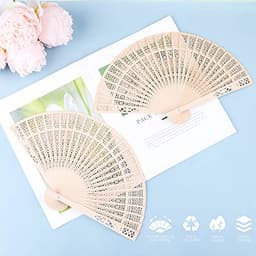 36 Stuks Houten Handventilatoren - Opvouwbaar en Geurende Vintage Ventilatoren voor Bruiloft Decoratie — thumbnail 2