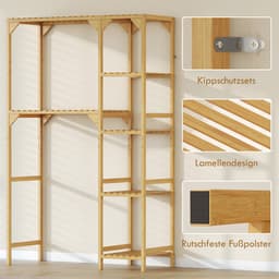 Homcom Over Washing Machine Rack-Bamboe-100L x 40B x 157H cm-Natuurhout — thumbnail 4