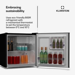 Klarstein Mini-Koelkast Irene 46L retro – Stil 37 dB, Verstelbare Thermostaat, Energiezuinig, Kleine Koelkast voor Slaapkamer en Kantoor, Zwart - voor Studentenkamer - Compact - Mini Fridge - Hotelkoelkast - Compact Koelkast — thumbnail 3