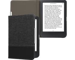 kwmobile hoes geschikt voor Kobo Clara BW / Colour - Canvas beschermhoes in antraciet / zwart - Voor e-reader -
