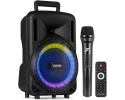 Speaker Bluetooth - Fenton FT08LED MK2 karaoke box met LED’s, accu en microfoon - Voor huisfeestjes