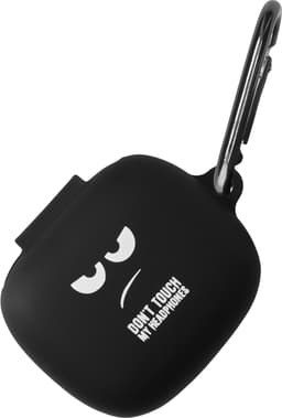 kwmobile Hoes geschikt voor JBL Live Pro 2 TWS - Siliconen cover voor oordopjes in wit / zwart / zwart - Don't Touch My Headphones design — thumbnail 2