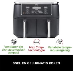 Foodi Max Dual Zone Airfryer – 2 Laden – 9.5L – 6-In-1 Functies – Olievrij – Anti-Aanbak – Vaatwasserbestendig – Zwart — thumbnail 3