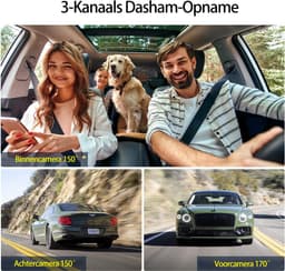 Dashcam 3 Kanalen - Autocamera Rijcamera - Veiligheid Onderweg - Ingebouwde Nachtcamera - 1080P FHD - Zwart — thumbnail 5