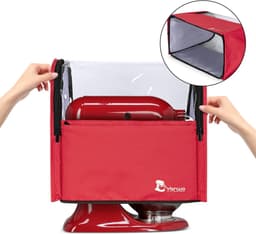 Mixer Stofhoes - Keukenmachinehoes Beschermhoes - Keuken Organisatie - Met Opbergvakken - 39.4 x 24.1 x 40.6 cm - Rood — thumbnail 5